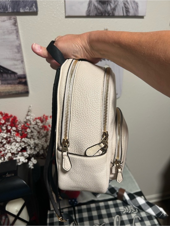 Coach Cream Pebble Leather Court Mini Backpack with Gold Hardware 8”x9”x3.5” EUC main image 8